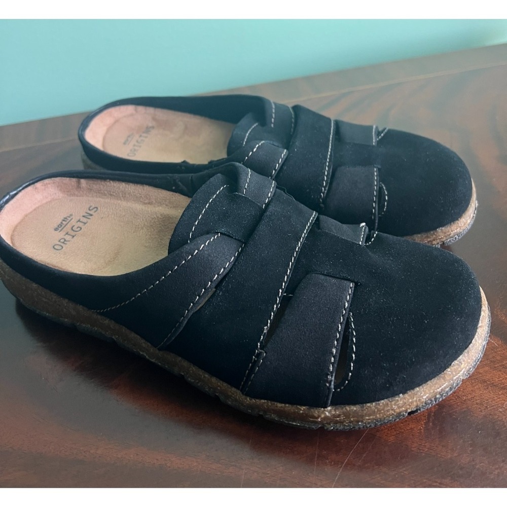 Earth‎ Origins Essential Ellery Black Suede Mule Clogs Women's Size 6 M